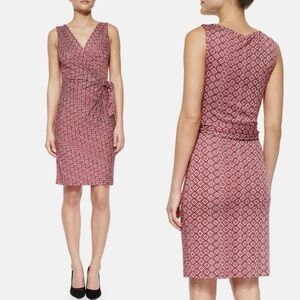 DIANE VON FURSTENBERG Bella 100% Silk Geometric Pattern Faux Wrap Mini Dress